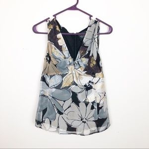 ST. JOHN Couture Multi Floral Silk Top